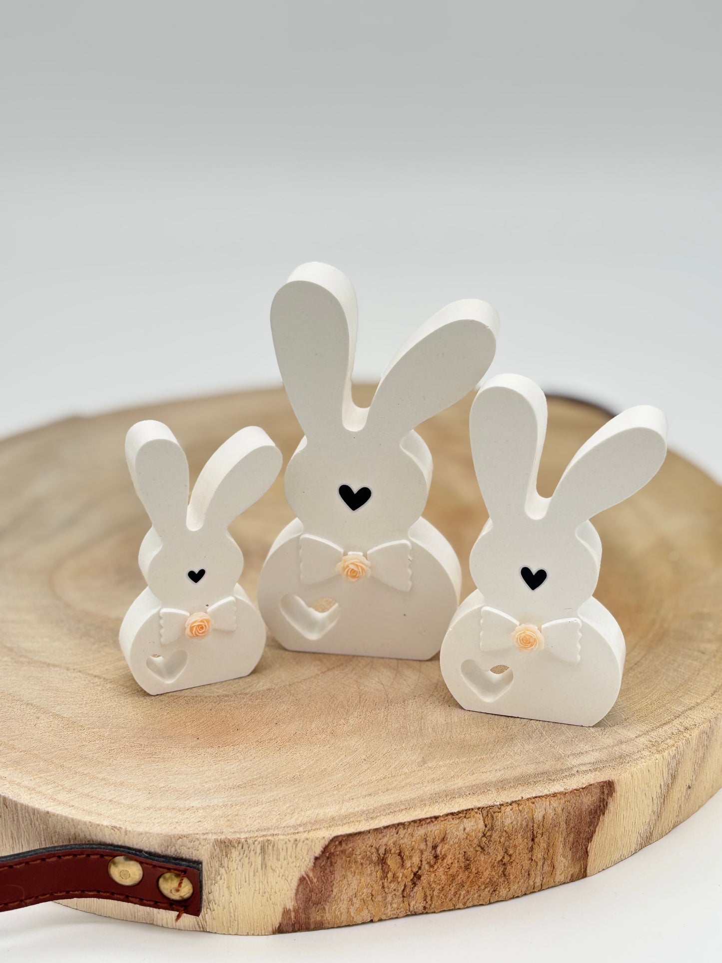 Raysin Hasen Set „Familie“ mit Schleife & Rose – 3er Set