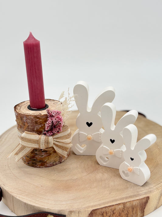 Raysin Hasen Set „Familie“ mit Schleife & Rose – 3er Set