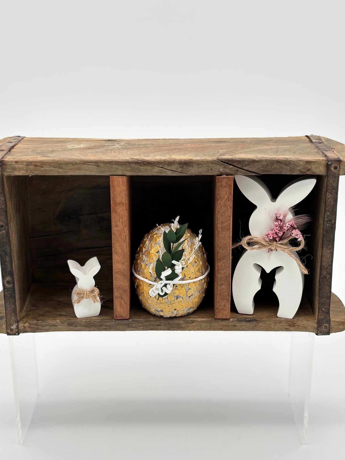 Raysin Hasen mit Trockenblumen & Juteband – 2er Set