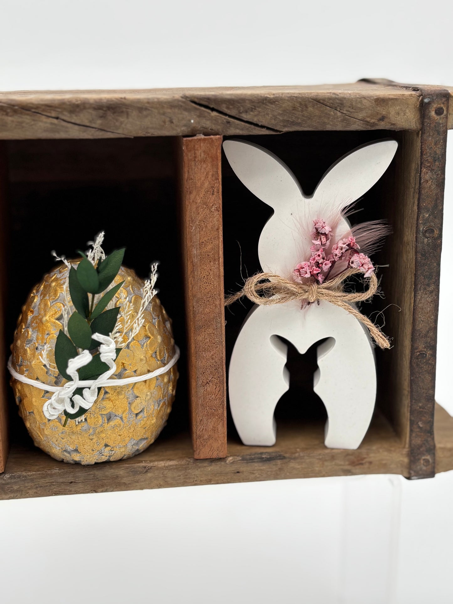 Raysin Hasen mit Trockenblumen & Juteband – 2er Set