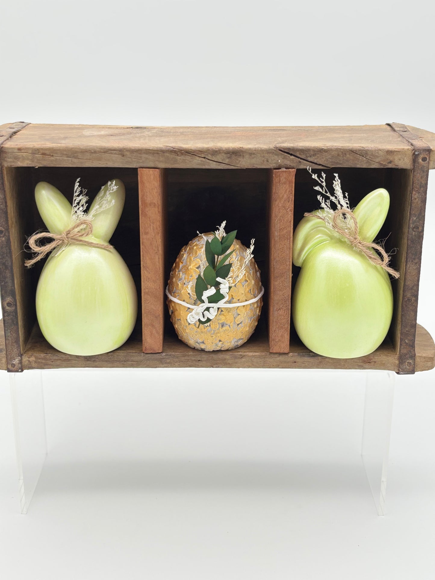 Raysin Hasen „Frühling“ mit Trockenblumen & Juteband – 2er Set