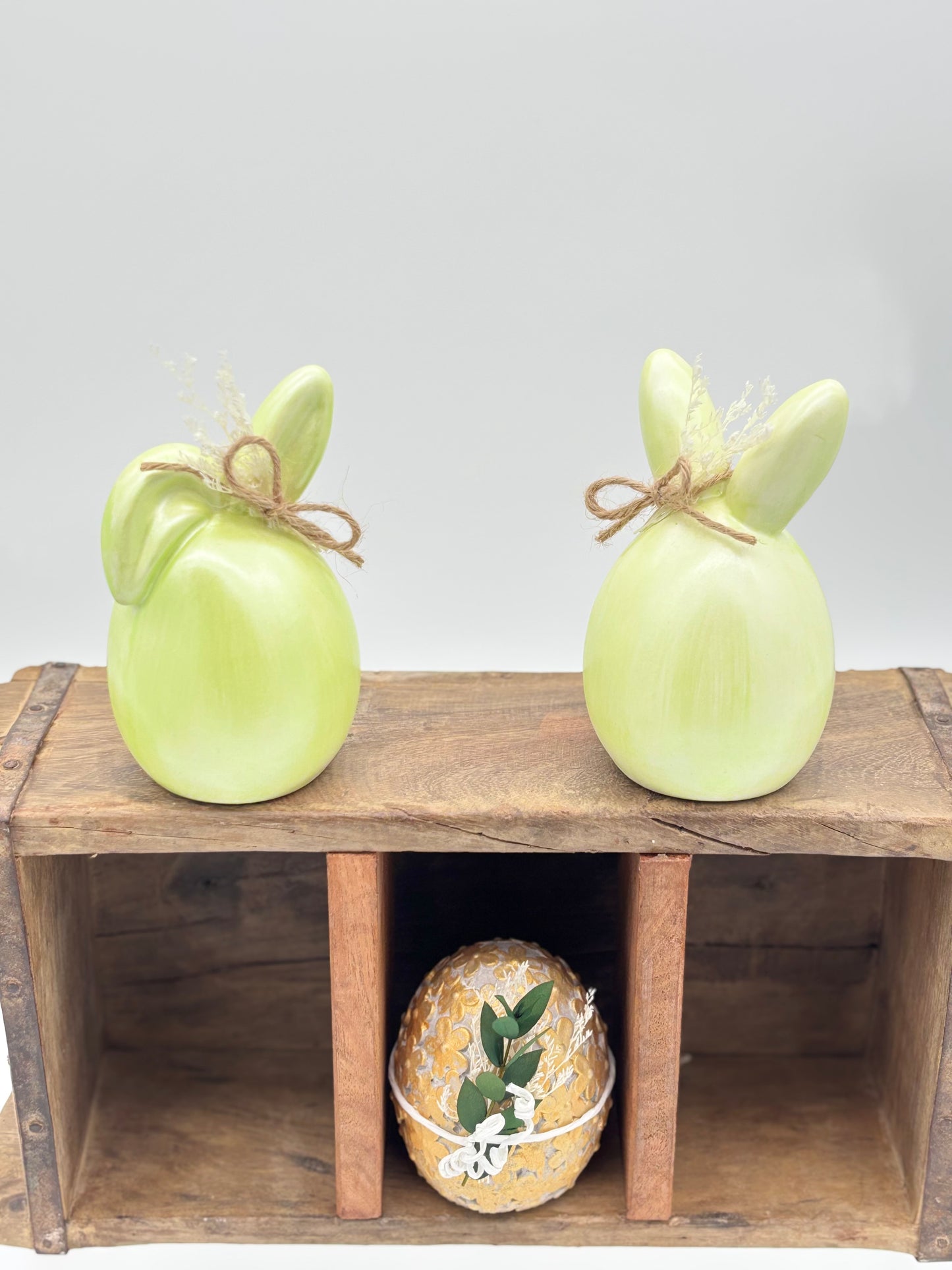 Raysin Hasen „Frühling“ mit Trockenblumen & Juteband – 2er Set