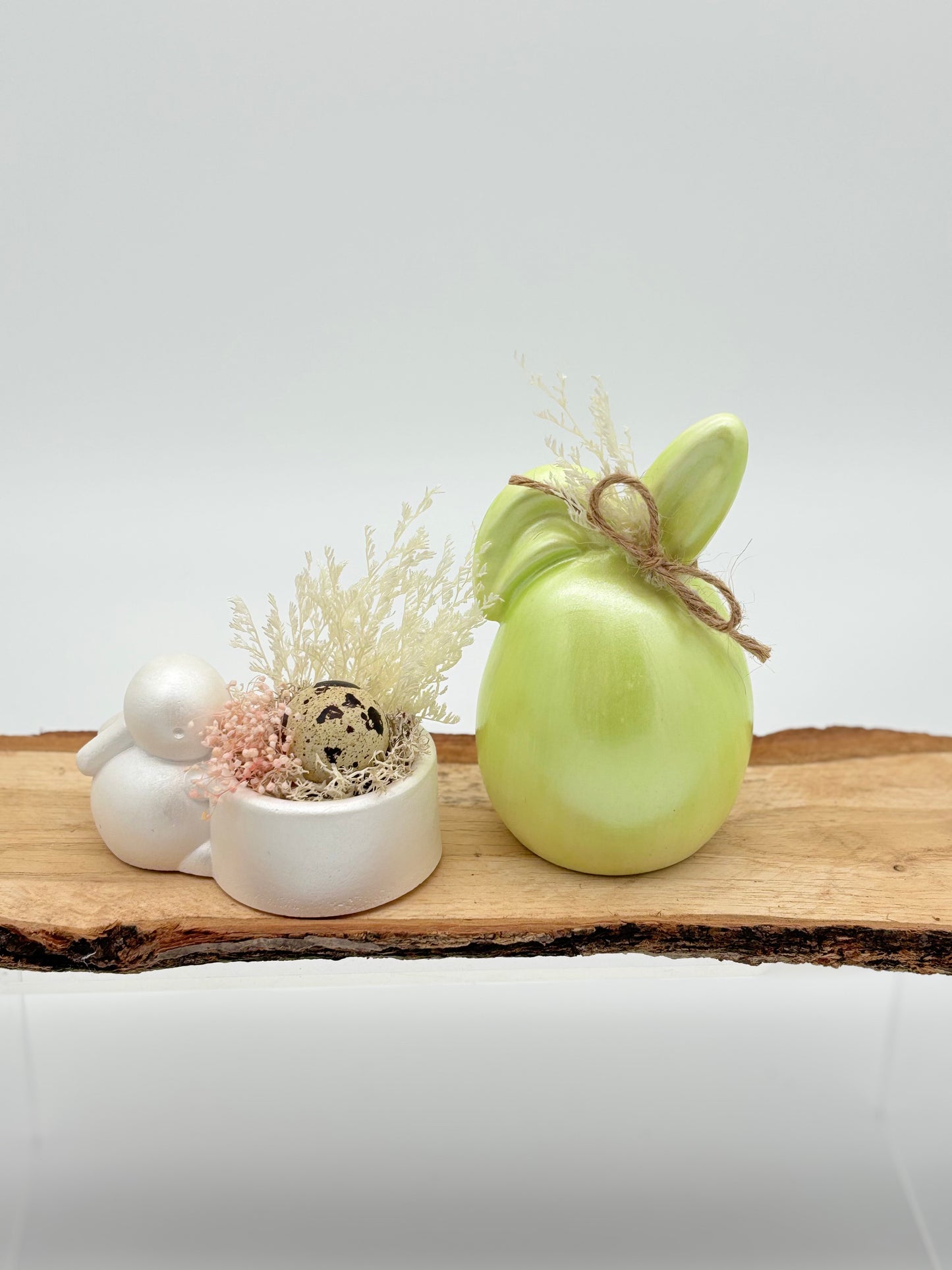 Raysin Hasen „Frühling“ mit Trockenblumen & Juteband – 2er Set